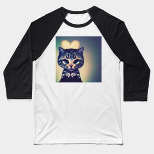 Pretty Cross Eyed Kitty Loves You! Baseball T-Shirt